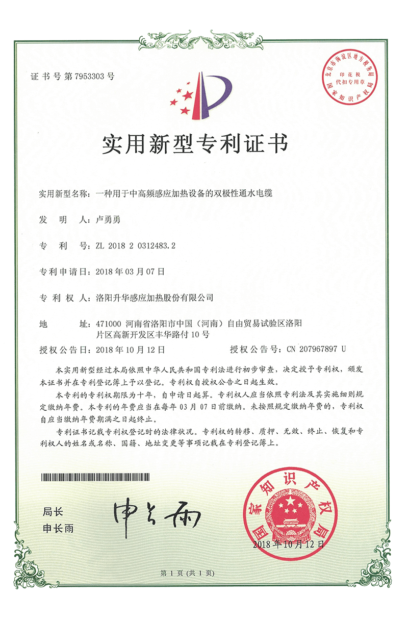 Utility model patent certificate